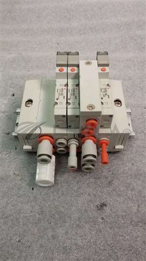 /-/SMC US21652 Manifold w/ 3 Solenoid Valves. 2-SY3140, 1-SY3140R//_01