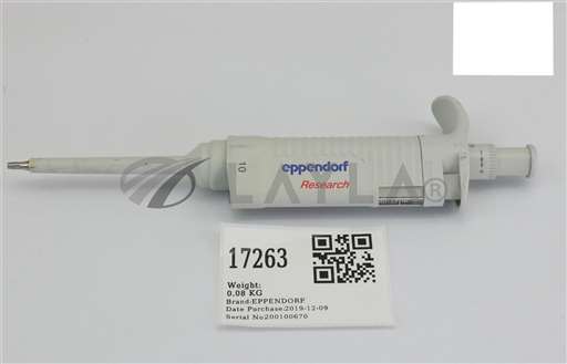 EP 3123000020/--/EPPENDORF SINGLE CHANNEL PIPETTE, ADJUSTABLE 0.5-10 UL EP 3123000020/--/_01