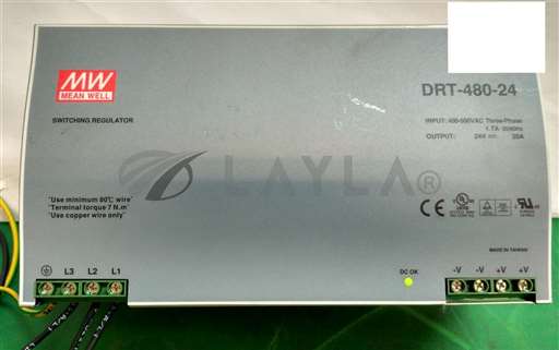 DRT-480-24/--/MEAN WELL SWITCHING REGULATOR THREE PHASE POWER SUPPLY, O/P 24VDC 20A DRT-480-24/--/_01