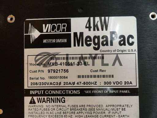 MXB-410511-33-EL/4kW MegaPac/Power Supply 97921756 Tested Low Output As-Is/Vicor/-_01
