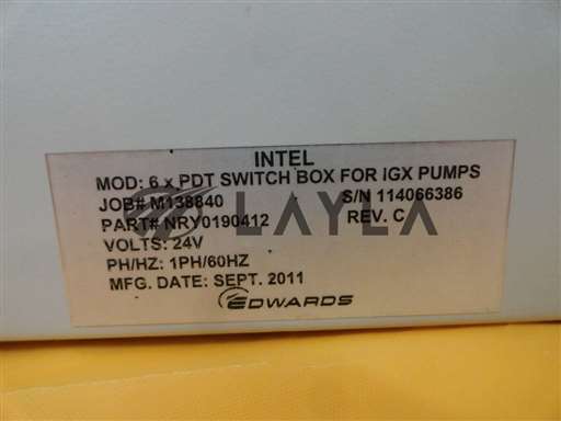NRY0190412/6xPDT SWITCH BOX FOR IGX PUMPS/Edwards NRY0190412 6xPDT Switch Box for iGX Vacuum Pumps New Surplus/Edwards/_01