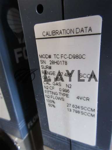 TC FC-D980C//Aera TC FC-D980C Mass Flow Controller HBR 27.485 SCCM w/ CA-98D9-Z Adapter Used/Aera/_01