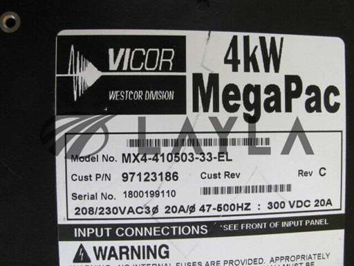 97123186/MX4-410503-33-EL 4KW MepaPAC/Vicor 97123186 DC Power Supply MX4-410503-33-EL 4KW MepaPAC Tested Working/Vicor/_01