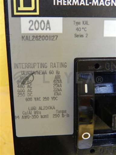 -/-/Square D KAL262001127 3-Pole Thermal-Magnetic Circuit Breaker Used Working//_01
