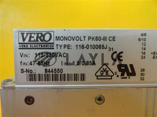 116-010065J/MONOVOLT PK60-III CE/Vero 116-010065J Power Supply PCB Card MONOVOLT PK60-III CE Used Working/Vero Electronics/_01