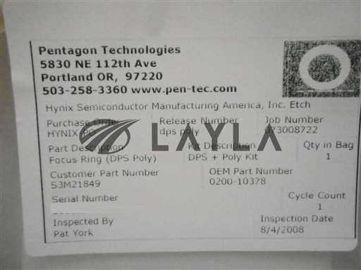 0020-10378/Focus Ring (DPS Poly)/DPS Poly Focus Ring Refurbished/AMAT Applied Materials/-_01