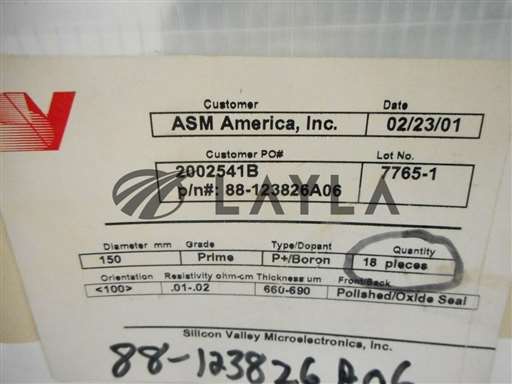 88-123826A06/-/ASM Wafer Boat 18 Count P+/Boron 150mm New/ASM Advanced Semiconductor Materials/-_01