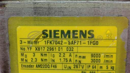 /-/Siemens SERVO MOTOR 1FK7042-5AF71-1FG0 FREE EXPEDITED SHIPPING refurbished/Siemens/_01