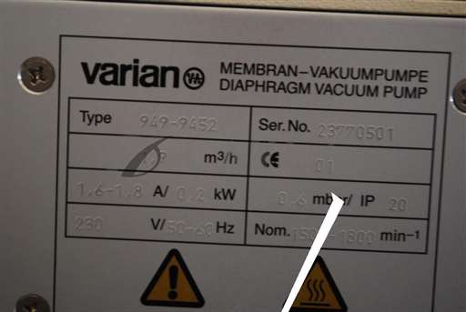 949-9452/-/949-9452 / DIAPHRAGM VACUUM PUMP / VARIAN/Varian/_01