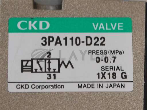 3PA110-D22/-/3PA110-D22 / CKD SOLENOID VALVE 3 PORT DUAL POSITION 0-0.7 PRESS MPA / CKD CORP/CKD CORPORATION/_01