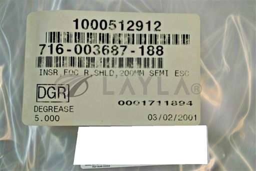 716-003687-188/-/716-003687-188 / LAM, INSERT, FOCUS RING 200MM SHIELD ESC / LAM/LAM RESEARCH CORPORATION/_01