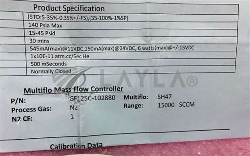 GF125C-102880 | 0190-32369-5/GF125CXXC/NEW BROOKS GF125C-102880 | 0190-32369-5 MMFC GAS N2 15000 SCCM/Brooks/_01