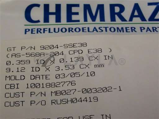 9204-SSE38/-/GREENTWEED CHEMRAZ O-RING 9204-SSE38 .359 ID X .139CS LOT OF 3/GREENTWEED/_01