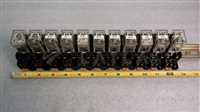 /-/Omron 11 Relays IEC255 w/ Sockets 2230HP on a Rail.Set sold as one unit.//_01