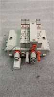 /-/SMC US21652 Manifold w/ 3 Solenoid Valves. 2-SY3140, 1-SY3140R//_01