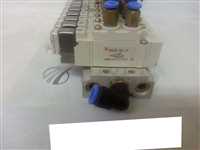 SMC PNEUMATIC MANIFOLD WITH 13 SY5120-5LZ-01 SOLENOID VALVES